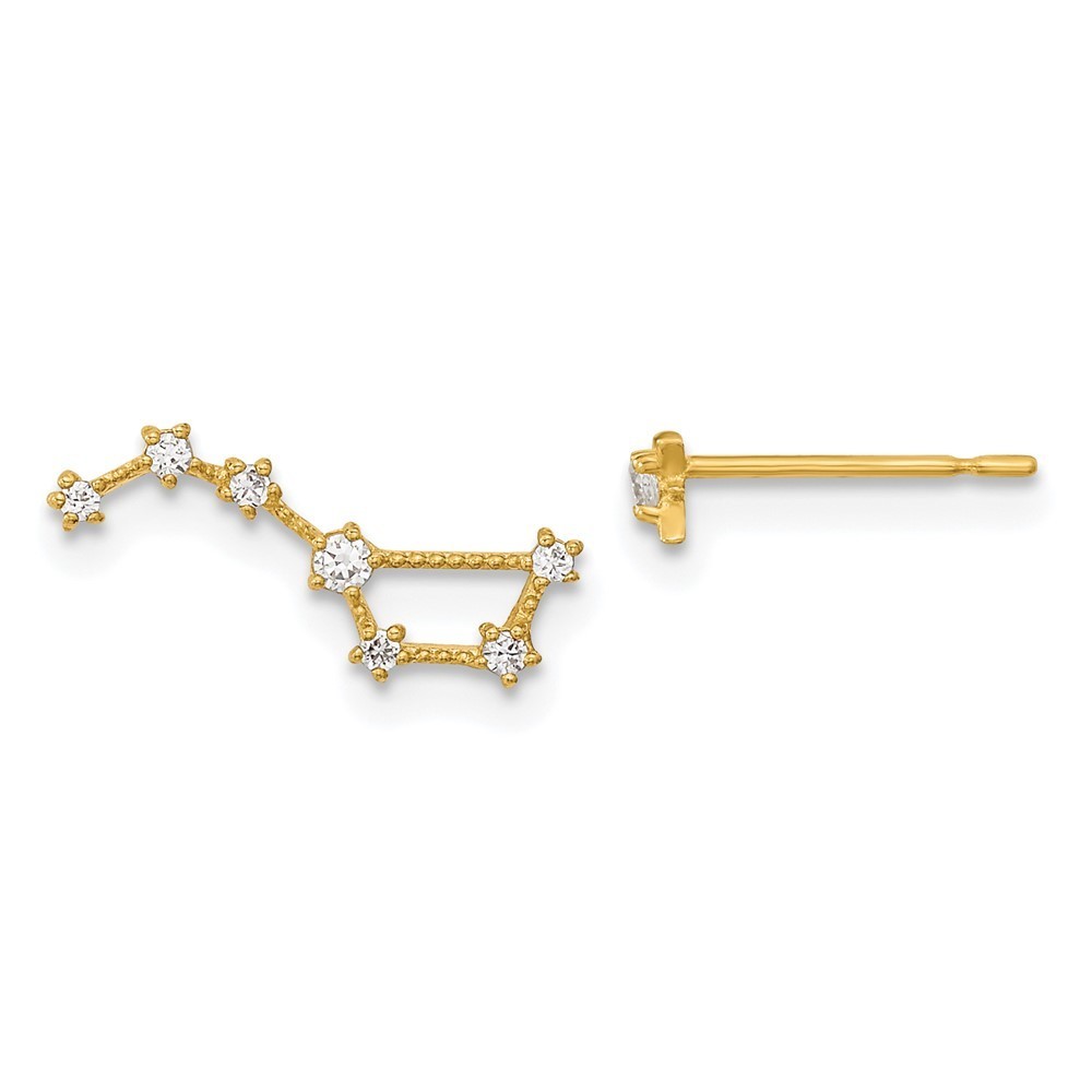 14k Yellow Gold Madi K Childrens Cz 1 Stud Star & 1 Little Dipper Post Earrings